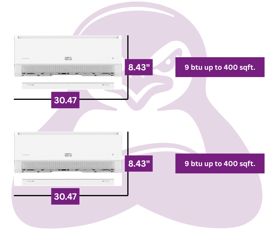 GWIN 18,000 BTU 22 SEER2 230V Two-Zone Ductless Mini-Split Complete System (18k condenser,9K + 9K Wall Mount) with 15 foot line set and communication wire