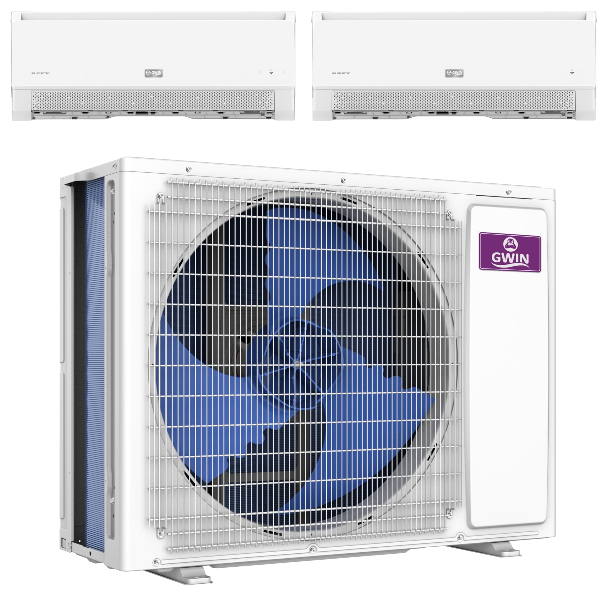 GWIN 21k BTU 22 SEER2 230V Two Zone Ductless Mini Split Complete System Single Fan