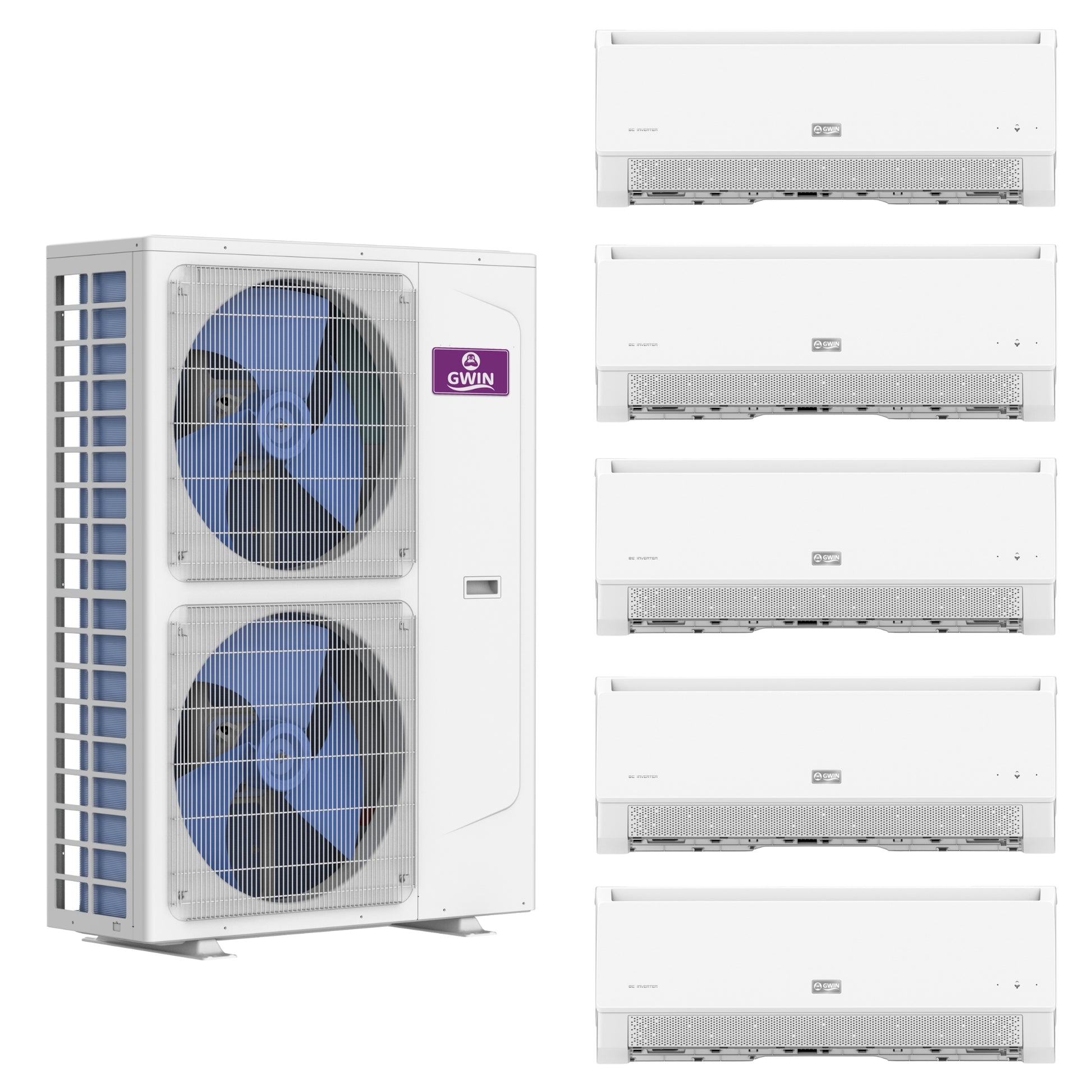 GWIN 45k BTU 22 SEER2 230V Five Zone Ductless Mini Split Complete System