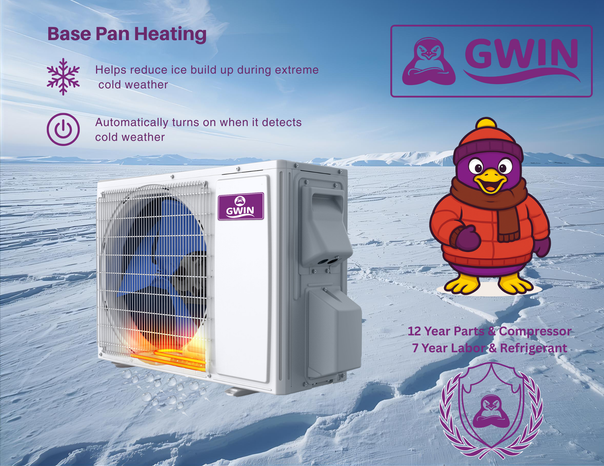 GWIN 42,000 BTU 22 SEER2 230V Four-Zone Ductless Mini-Split Complete System (42k condenser,9K + 9K + 12K + 12K Wall Mount) with 15 foot line set and communication wire