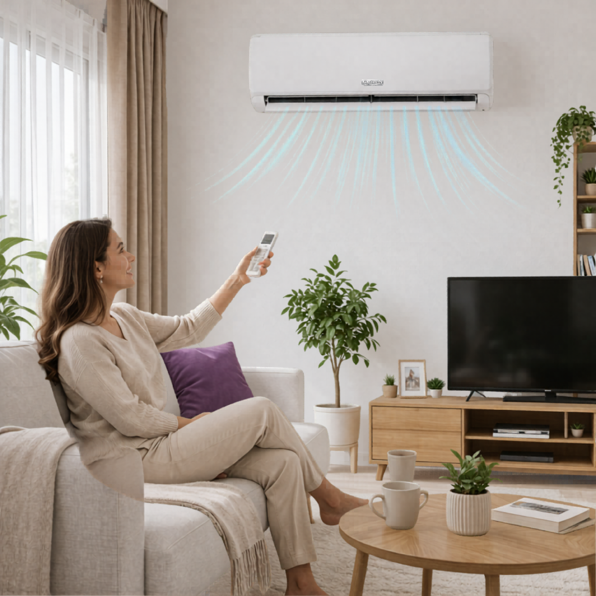 GWIN Assisted DIY 9,000 BTU 20.5 SEER2 115V King 13 Single Zone Ductless Mini-Split Complete System with 15 Foot Line Set, Communication Wire, and GWIN Tech