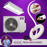 GWIN Assisted DIY 18,000 BTU 24.5 SEER2 230V Emperor 22 Single Zone Cassette Ductless Mini-Split Complete System with 15 Foot Line Set, Communication Wire, and GWIN Tech